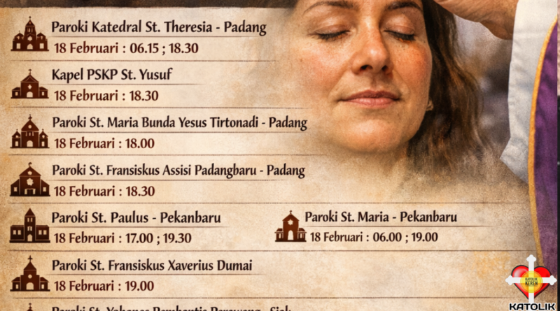 Misa Rabu Abu 2026 Padang Pekanbaru Dumai Siak